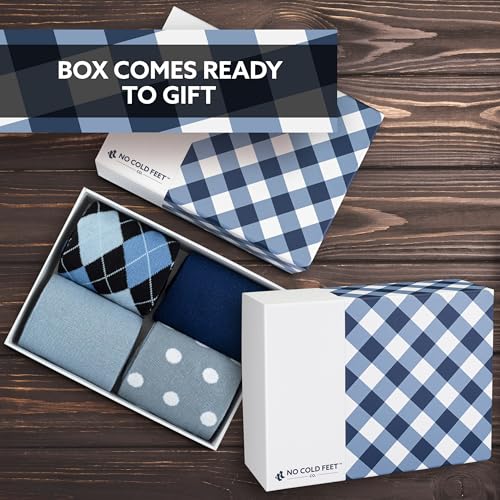 Men’s Dress Socks Gift Box Set, Fun Colorful Patterned, Mid-Calf, Cotton Blend, 2 Pack/4 Pack4