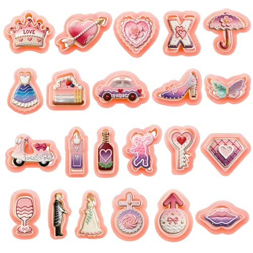 22-Piece Mini Valentines Day Cookie Cutter Set Plastic
