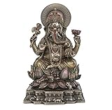 Ganesh Statue - Altar Supply Kit - 8 inch (H) Cold Cast Bronze Statue Ganpati Lord of Success ~ 100 Gram Satya Sai Baba Nag Champa Incense Sticks Pack and Lotus Sri Yantra Ornament