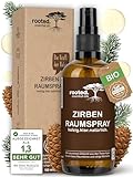 rooted.® Zirben Raumspray 100ml [100% NATURREINES ZIRBENÖL] – Klarer, holzig-frischer Duft aus den Tiroler Alpen – Zirbenspray für Zuhause, Wohn- & Arbeitsräume