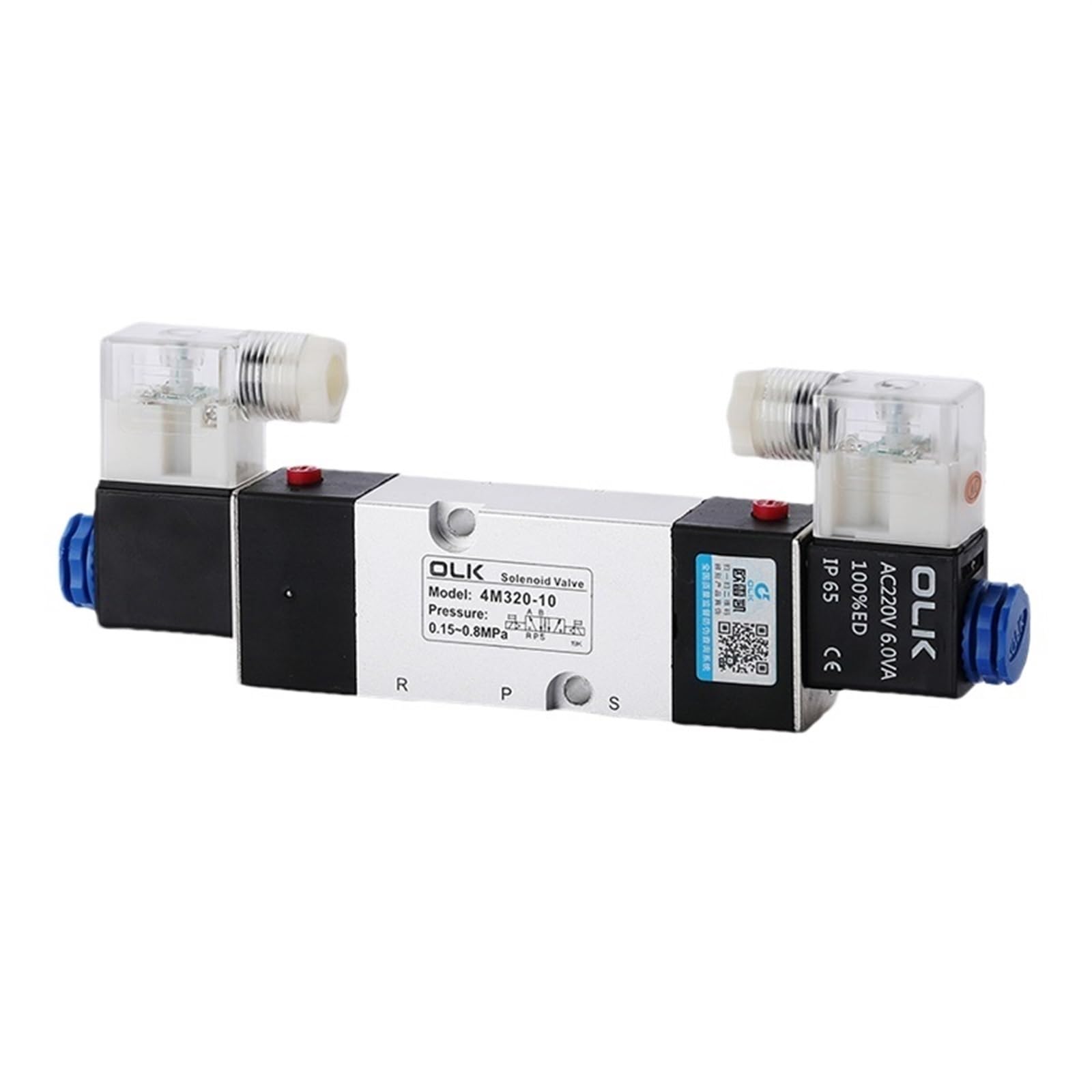 1 szt. 4M220-08 4M320-10 4M420-15 2-pozycyjny 5-portowy zawór elektromagnetyczny pneumatyczny pneumatyczny zawór DC 12 V 24 AC 110 220 podwójna cewka Rozmiar: (4m420-15 Pc12-04, silnik z B). stojak)