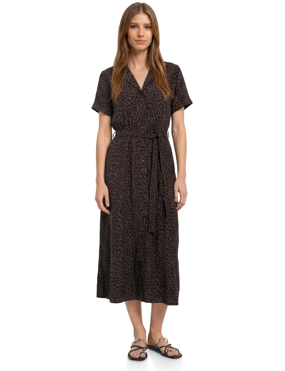 Street One Midikleid mit Bowling-Kragen und Leo-Print