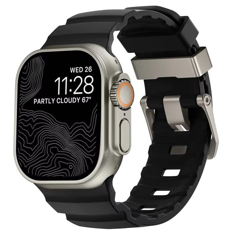 Image of Silicone Rocky Point Strap Compatible with Apple Watch Series | Ultra 3 /2 /1(49mm) | 11 /10(46mm) | 9 /8 /7(45mm) | SE3 /SE2 /SE /6 /5 /4(44mm) | unisex (watch not included)