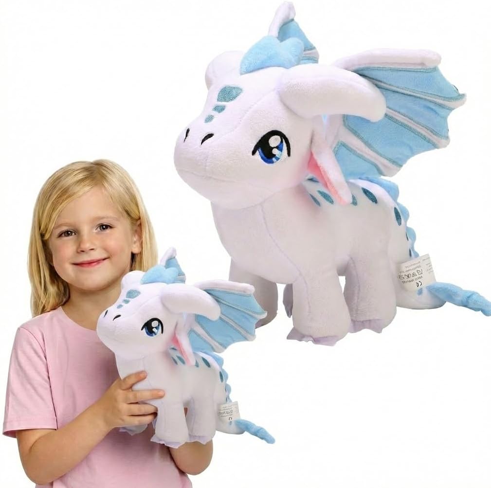 Wings of Fire Dragon Plush Toy - Fire Winged Dragon Plush Pillow - Rainwing Dragon Stuffed Animals - Cute Dragon Doll - Suitable Gifts for Children (White)