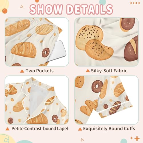 senya Various Types Of Bread Satin Summer Pajama Sets Silk Short Sleeve Button Down Sleepwear3