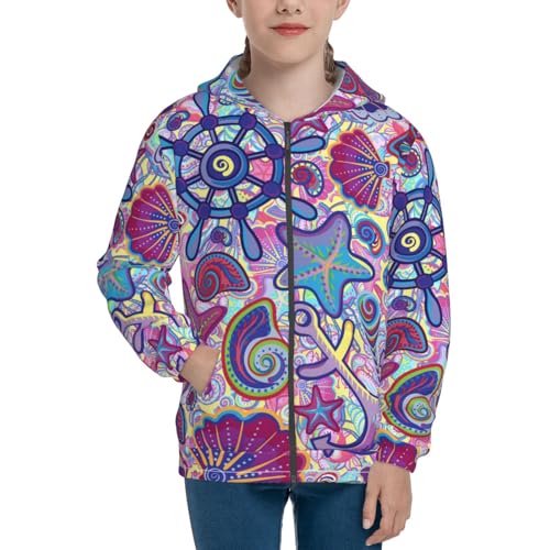 Cute Nautical Kids Pullover Hoodies Boys Zip Up Sweatshirts Girls Athletic Clothes with Pocket3