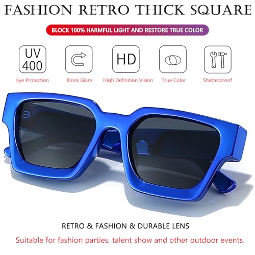Image of AIEYEZO Square Sunglasses for Women Men Square Thick Frame Sun Glasses Simple Designer Style Shades