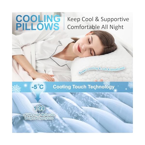   QUTOOL-Cooling-Bed-Pillows-for-Sleeping-Shredded-Memory-Foam-Pillows-Adjustable-Gel-Pillows-for-Side-Stomach-Back-Sleepers-Washable-Removable-Cover-Standard-Size-Pack-of-1