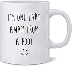 Funny Poop Coffee Mugs,One Fart Away from A Poo Mug,Toilet Humour Novelty Ceramic Cup Gift for Boyfriend or Girlfriend,Retirement Mug,Getting Old Coffee Mug Christmas Gift for Him Her Mug