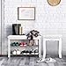 Giantex Vanity Stool Makeup Bench, Upholstered Dressing Stool with Pinewood Legs and Padded Cushion, Modern Bathroom Bedroom Vanity Bench Piano Seat for Girls Women, White