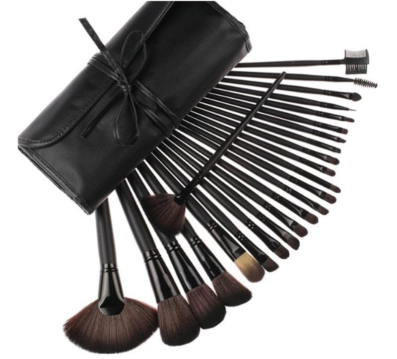 Juego de 24 brochas de maquillaje con bolsa para maquillaje diario y base de viaje, mezcla de polvo, rubor, sombras de ojos, correctores