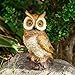 WONDHOME Solar Owl Garden Statues Outdoor Decor Resin Owl Figurine with LED Lights Owl Sculpture for Porch Patio Lawn Yard Decorations Christmas Housewarming Gifts for Women Mom,Brown Owl