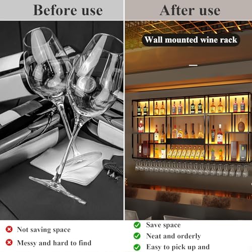 Support pour verres à vin et bouteilles mural pour optimiser les petits salons - 5