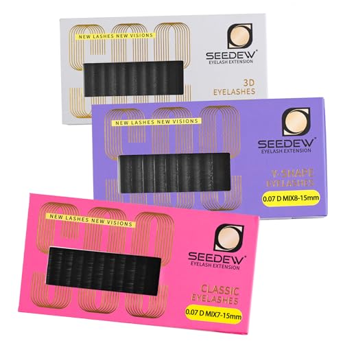 SEEDEW Eyelash Extensions Set, 3 Pieces Individual Hybrid Volume Premade Lashes