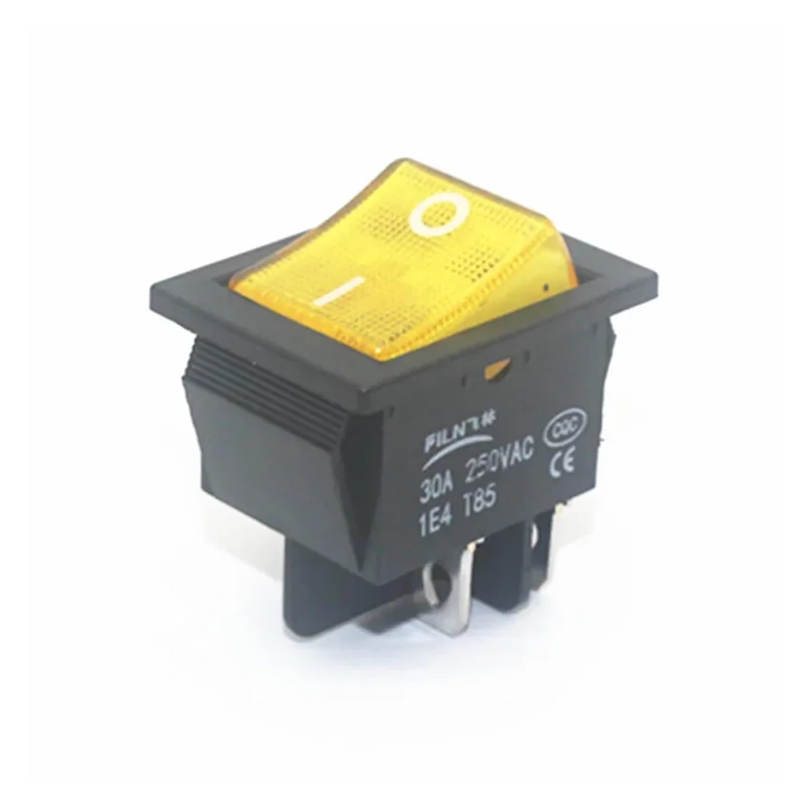 Interrupteur d'arrêt d'urgence KCD4 4 pin On-Off-On jaune T85 16A