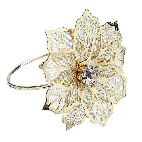 Majome Servet Houder,12 Stks Bloemen Metalen Servetringen Kerst Servethouder Diner Bruiloft Handdoek Ring voor Party Tafel