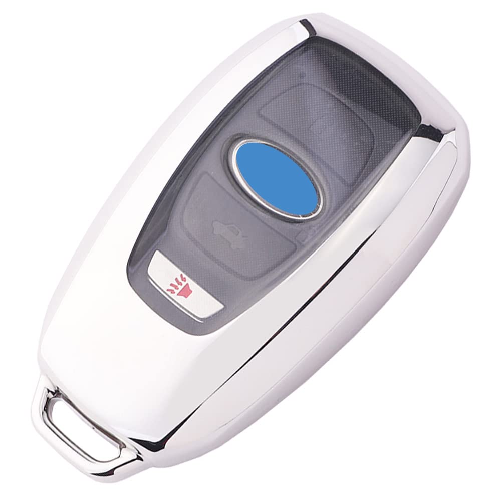 for Subaru Key Fob TPU Protector Cover Case fit for 2019 2020 2021 Subaru Ascent Outback Forester Legacy BRZ STi XV Crosstrek Impreza WRX Keyless Entry Key Fob (Silver)