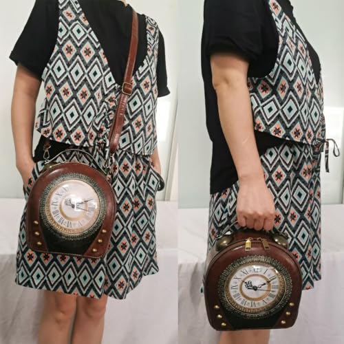 Image of Women PVC Clock Shaped Handbag Crossbody Shoulder Bag Clock Purse