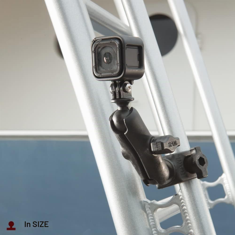 Supporti RAM (RAP-B-400U), Piccola articolazione con Una Sfera in Gomma di Diametro da 2,5 cm | Adatto a binari e barre da 1,587 a 2,90 cm, base a morsetto composita per sistemi RAM Mounts