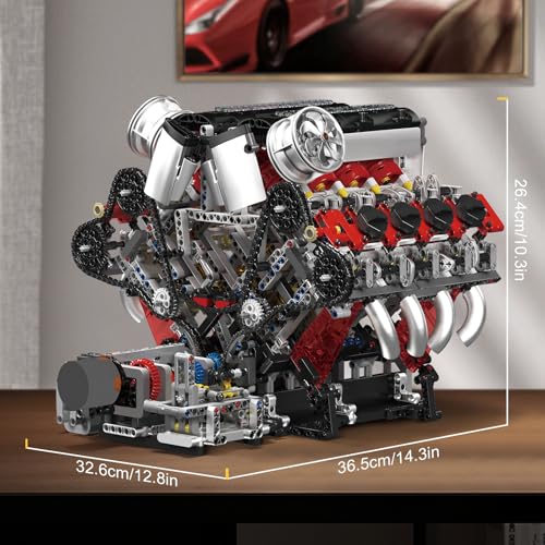Image of Mould King V8 Engine Building Blocks Sets, Engine Model Kit | V8 Engine Model Kit That Runs, A Gift for Car and Engine Enthusiasts, 2718 PCS Engineering Model Kit with Battery and Motor