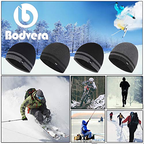 Bodvera Mens Winter Beanie Hat Warm Knit Cuffed Plain Toboggan Ski Skull Cap (3 Patterns) #TOP6
