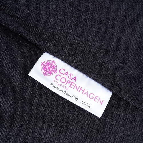 Image of Casa Copenhagen Premium Designer Fabric Bean Bag Chair, Filled with Beans | Capacity: Upto 7 Ft Height, 200 KG Weight | 4XL | Black Ozone
