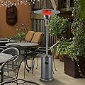 Grand patio Outdoor 48,000 BTU Patio Heater Premium Standing Propane Patio Heater with Wheels and Cover, Graphite Color