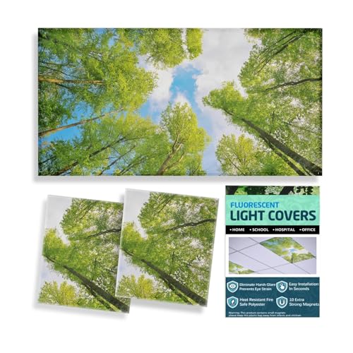 Image of 2 Pack Fluorescent Light Covers, 4x2 Feet Magnetic Light Covers for Ceiling Lights, Overhead Light Fliter Covers for Classroom Office Hospital