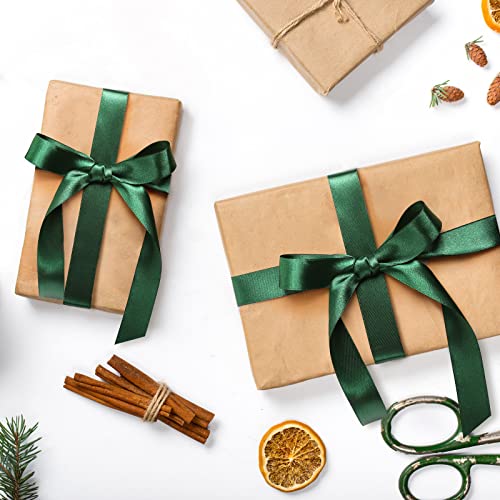 Showin Double Face Polyester Satin Ribbon Green,1” X Continuous 25 Yards, Use For Bows Bouquet, Gift Wrapping,Wedding,Floral Arrangement & Other Projects #TOP4