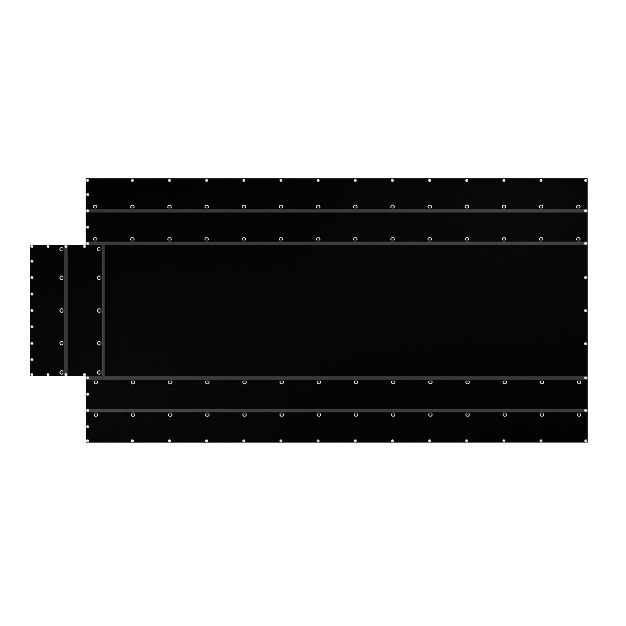 Plastic Fabric Solutions by Megaplast 16x27 Flatbed 18 oz Lumber Tarp 4' Drops - Black Heavy Duty Vinyl Waterproof Tarp for Cargo