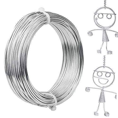 Zoiibuy 2 mm Fil d'artisanat en Aluminium, 30M Fil Tricotin Fil D'Aluminium pour La Fabrication de Bijoux, La Fabrication de Modèles, Les Armatures et La Sculpture