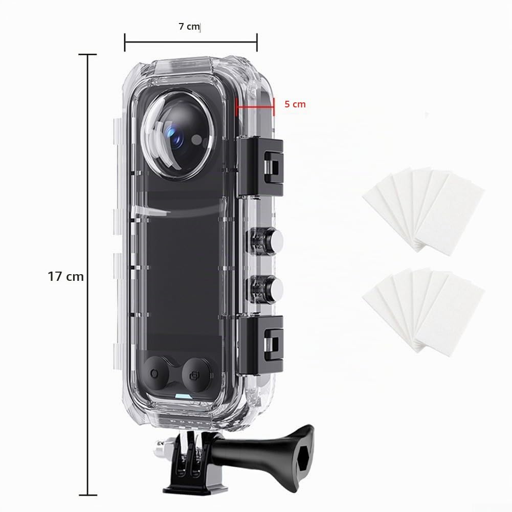 Custodia subacquea da 60 m per Insta360 per X5, custodia impermeabile in vetro temperato con adattatore da 1/4", custodia protettiva compatta per sott'acqua