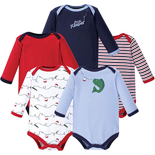 Image of Luvable Friends Baby Unisex Long Sleeve Bodysuits, 5-Pack