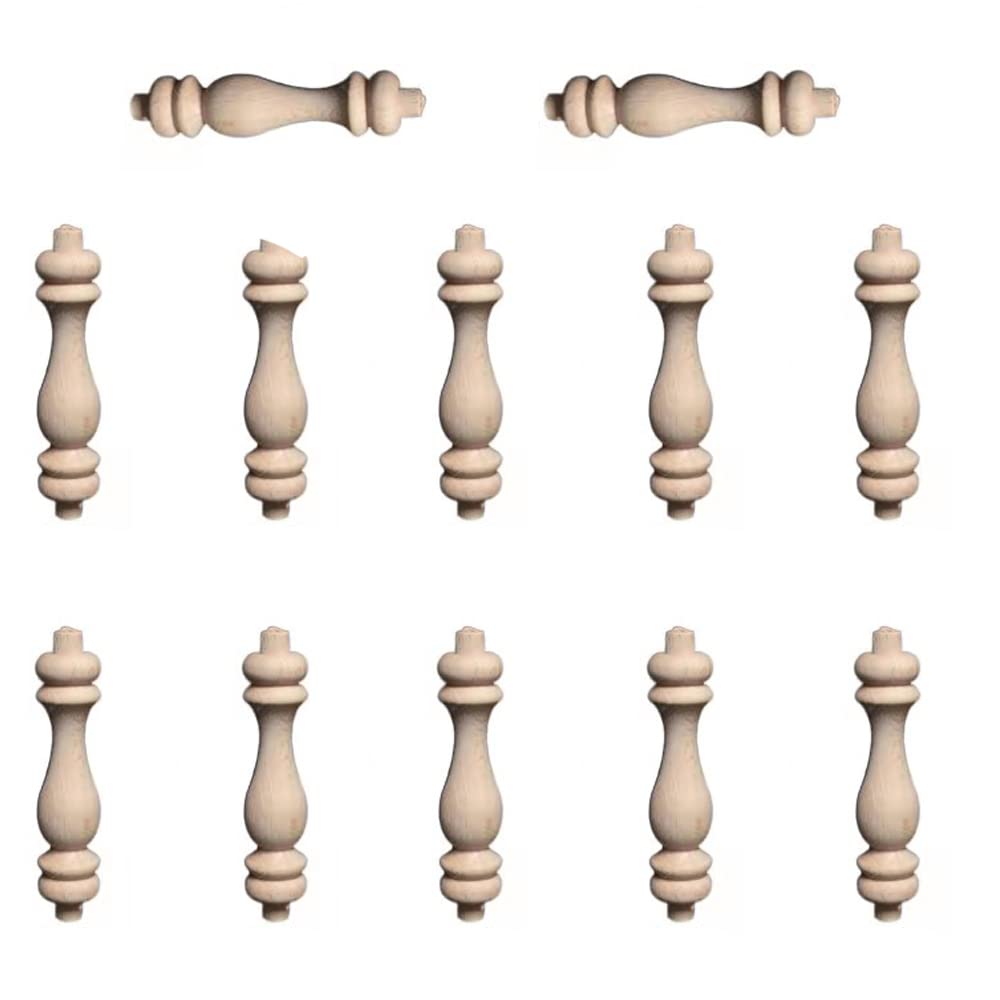 Aiminjey 20Pack Wooden Baluster Spindles 2.4 inch Unfinished Decorative Wood Craft Spindles for DIY Craft Furniture Woodworking Decoration Home Décor (2.4inch)