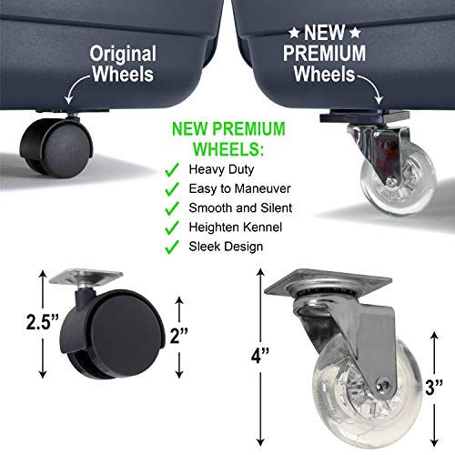 Image of SportPet Airline Compliant Travel Dog Kennel Heavy Duty REPLACEMENT WHEELS - Durable Metal & Silent Rubber Design - Premium Swivel Caster Wheels Fit Medium-XXXL SportPet Airline Pet Kennels - Set of 4