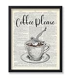 Poster Master Póster artístico de diccionario, impresión de café, arte de café, regalo para hombres, mujeres, amantes del café y baristas, decoración divertida para cocina, bar, restaurante o comedor,