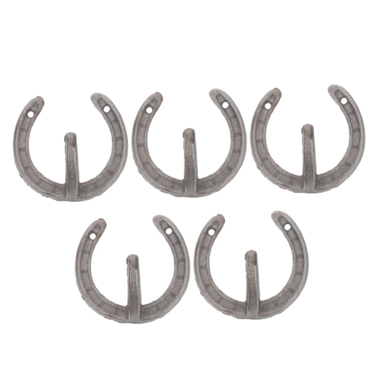 5 Stück-pack Hufeisenförmige Wandhaken aus Eisen mit Retro Stil Praktische Garderobenwandaufhänger ohne Grate Einfache Montage für Wohn und Campingbereich
