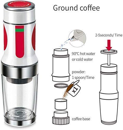 GEETAC Máquina de café de la máquina de café, portátil de la prensa de la mano, Mini Handheld Espresso Pods máquina de… - Imagen 7