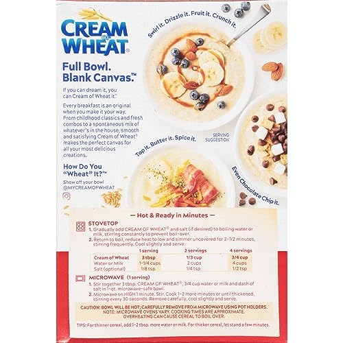 Image of Cream of Wheat Original Stove Top Hot Cereal, 2 1 /2 Minute Cook Time, 12 Ounce (Pack of 24)