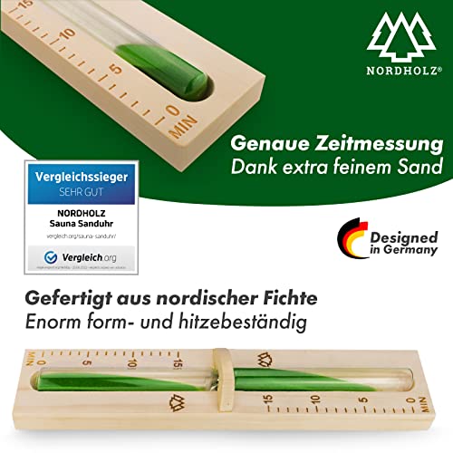 Sauna Sanduhr 15 Minuten 100% nordischer Fichte mit grüner Kontrastfarbe – Ansicht 4