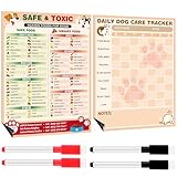 Pasimy 2 Pcs Dog Feeding Food Chart Magnet Safe and Toxic Foods List Pet Daily Care Tracker Log with 2 Dry-Erase Markers Fridge Poison Emergency Numbers Cat Puppy Essentials Safety Schedule,11 x 14