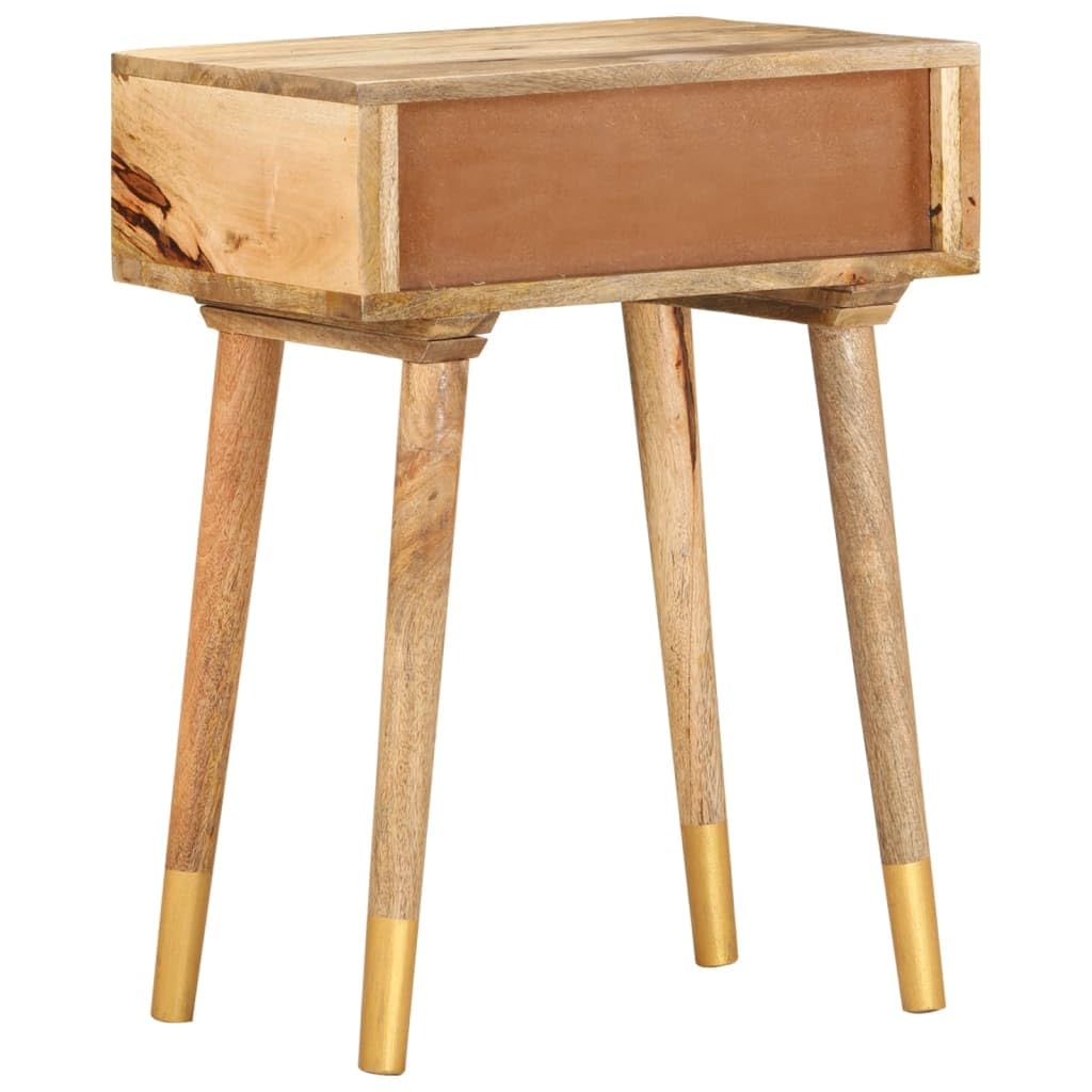 Stolik nocny 43 x 30 x 58 cm, z litego drewna mango, polerowany, z szufladą do sypialni, stolik pomocniczy do przechowywania, wytrzymały mebel, łatwy montaż