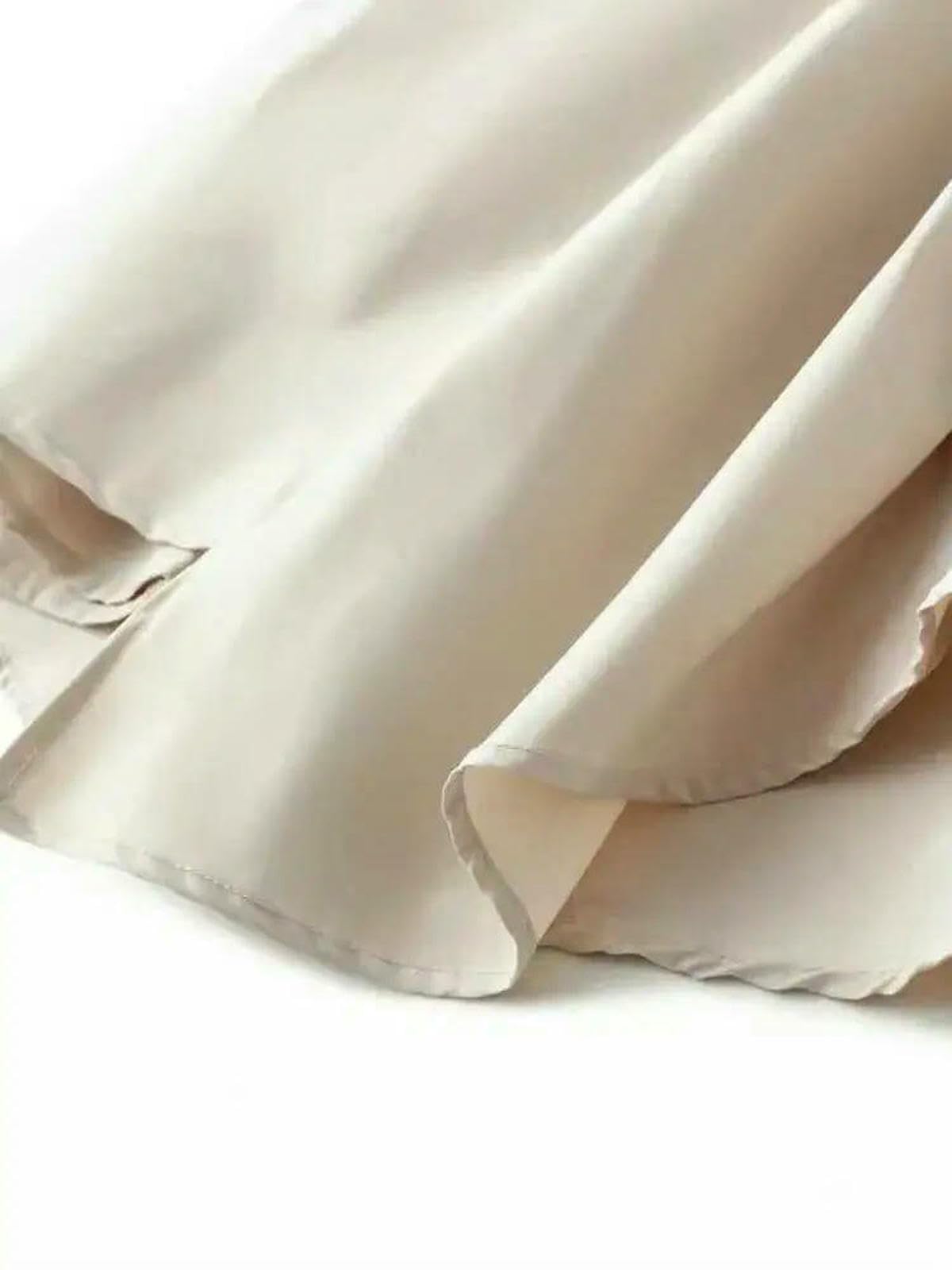 CHENSHI Gonna Lunga Elegante A Pieghe Vita Elastica Gonne Casual di Media Lunghezza Donna Primavera Autunno-Albicocca-Taglia Unica