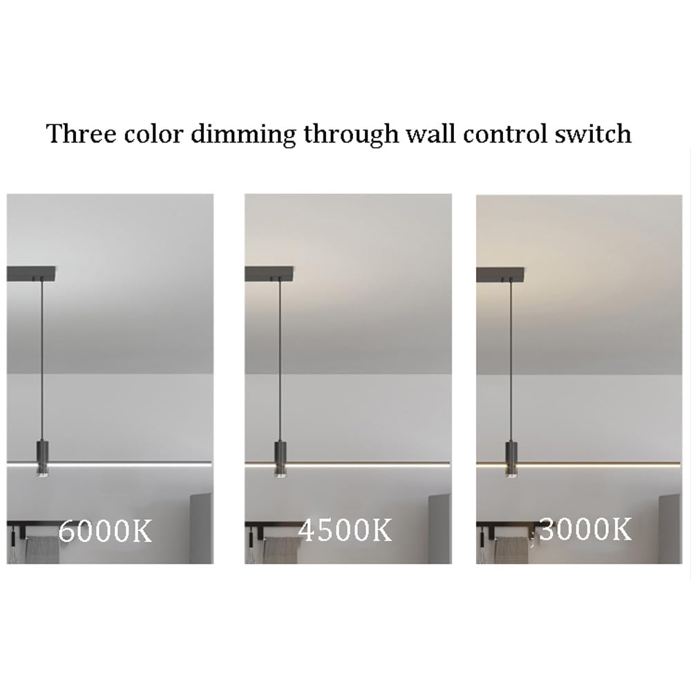 Lampada da Biliardo Nordica in Oro Spazzolato,Da a Sospensilineare a Led,Moderno Dimmerabile a Tubo Sottile, Faretto Lungo,Da a Sospensiindustriale a Striscia Nera per Sala da Pranzo e Ristorante/Buio