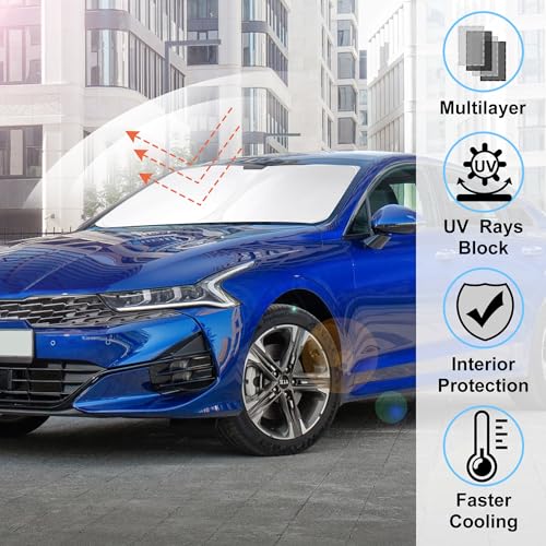 Image of Windshield Sun Shade Custom 2021-2024 2025 2026 Kia K5 / 2020-2024 2025 2026 Hyundai Sonata Accessories Front Sunshade Shield Blocker Sun Visor Heat Protection