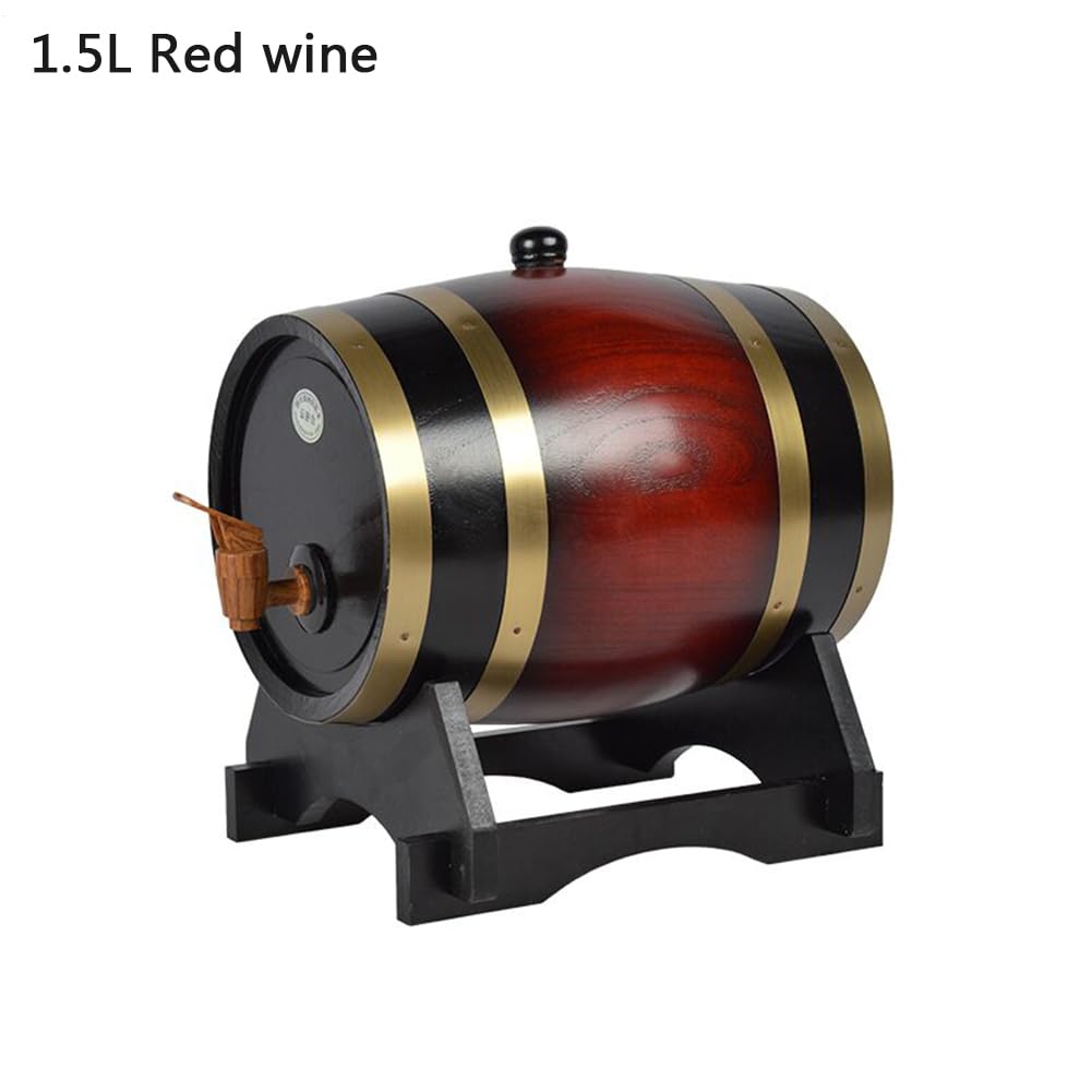 Tonneau en chêne – Tonneau en bois de 1,5 L, fût de rangement de 3 L | Distributeur d'alcool personnalisé gravé pour whisky, vodka, rhum, tequila, bière, spiritueux, récipient décoratif pour cuisine