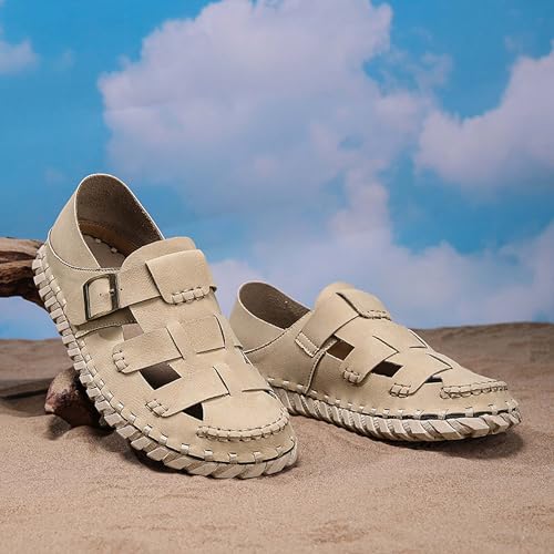 Men's Closed Toe Sport Sandals Breathable Hollow Beach Fisherman Shoes Comfortable Outdoor Casual Walking Work Shoes3