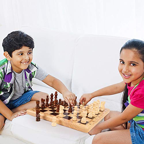 Lewo 2 in 1 Wooden Chess Set Chinese Checkers Board Table Games for Kids Adults Family.