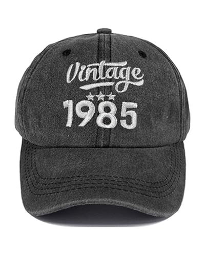 Joligiao Baseball Cap for Men Vintage Embroidered Birthday Hat Adjustable Snapback Cotton Mens Caps Comfortable Golf Hip Hop Casual Stylish Cap 30th 40th 50th 60th 70th 80th Birthday Hat 1985,Black - Image 2