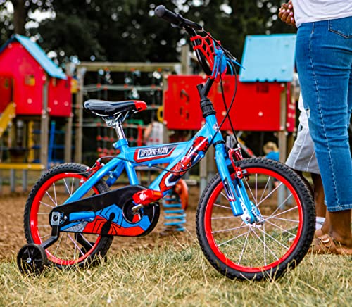 Huffy Marvel Spiderman Bike Easy Quick Connect Assembly + Stabilisers,Blue, 16 Inch Boys Bike 5-7 Year Old